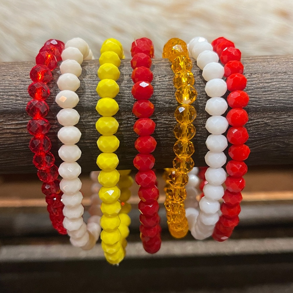 Multi-Color Beaded Bracelet Set of 7. Great for Valentine’s